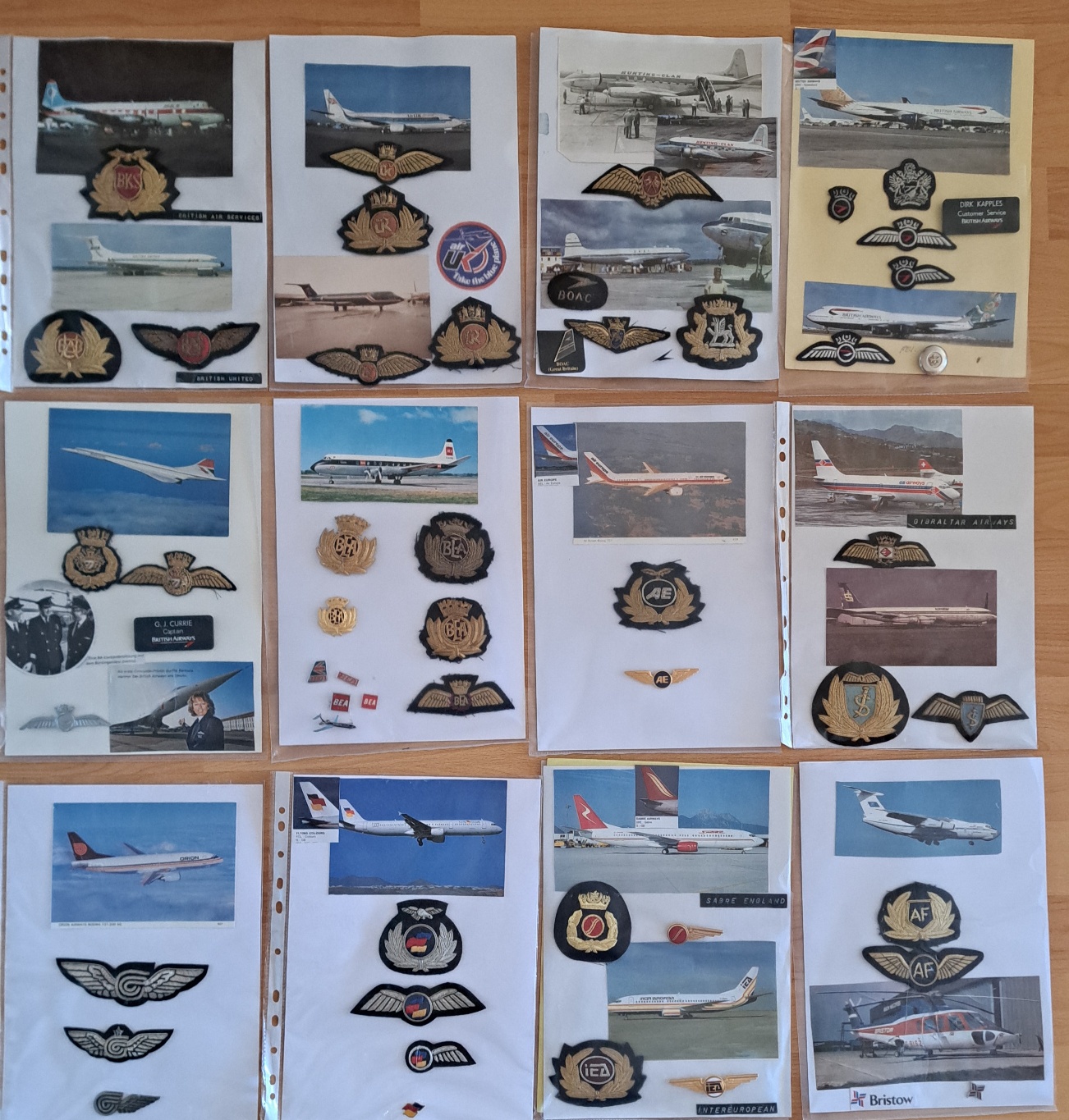 A collection of British airline badges,  wings and patches for sale