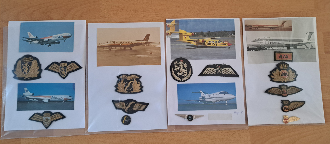 A collection of British airline badges,  wings and patches for sale