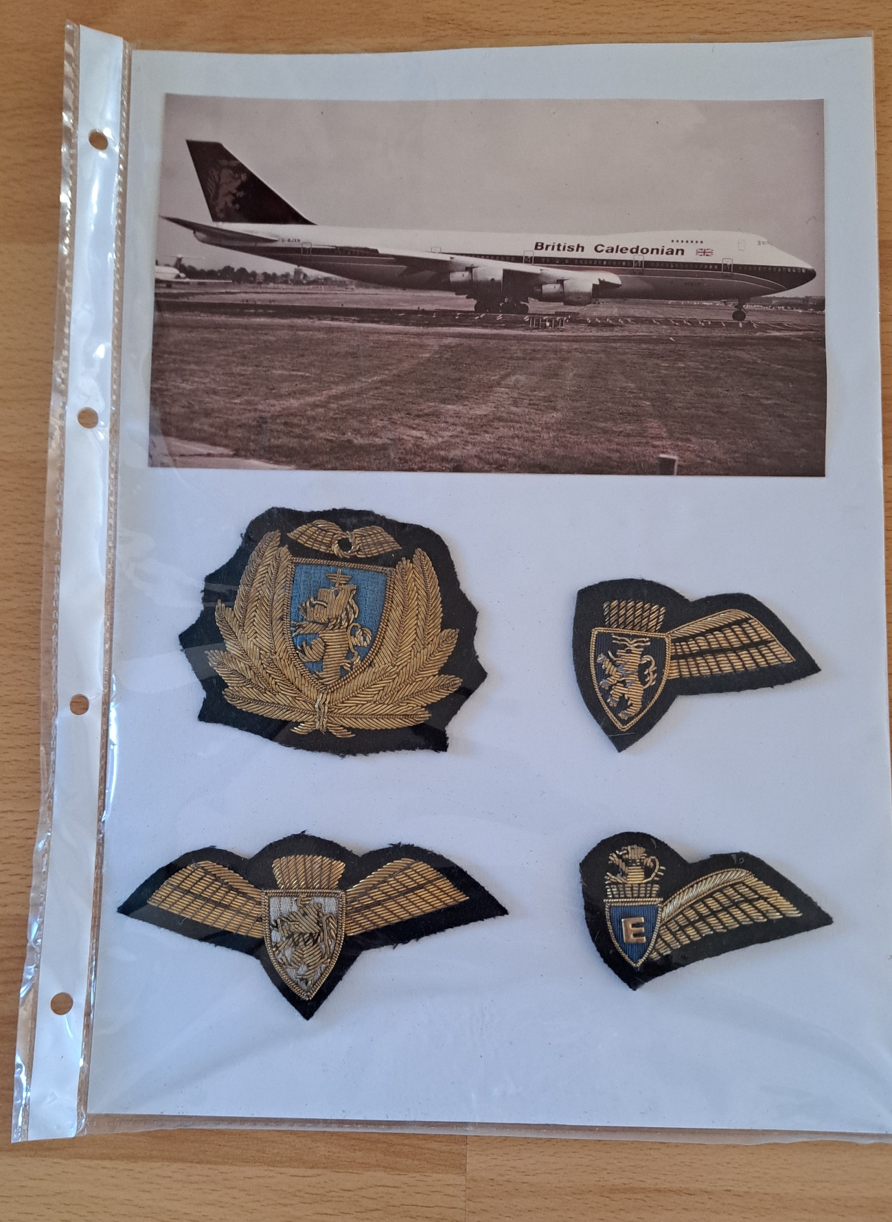 A collection of British airline badges,  wings and patches for sale