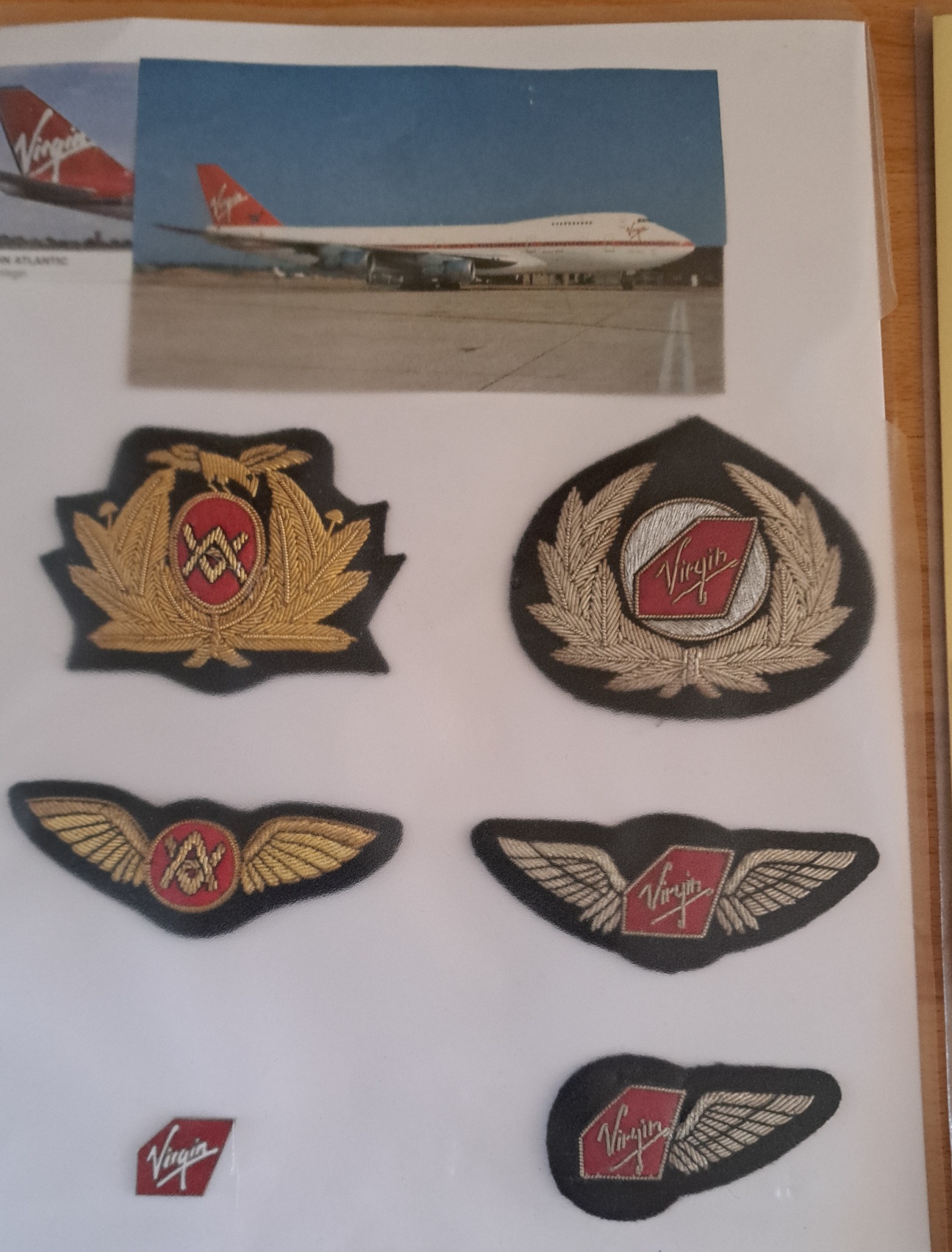 A collection of British airline badges,  wings and patches for sale