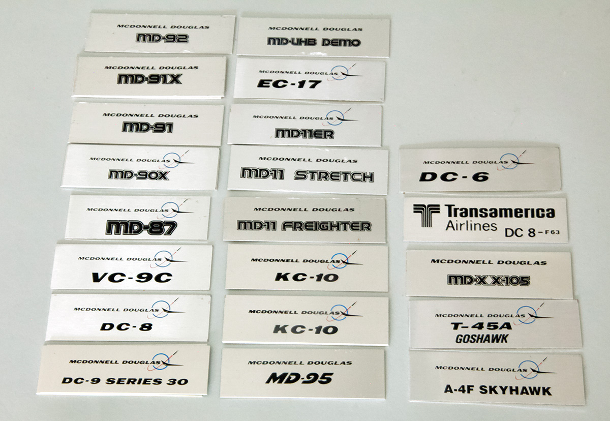 McDonnell Douglas name plates